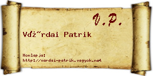 Várdai Patrik névjegykártya